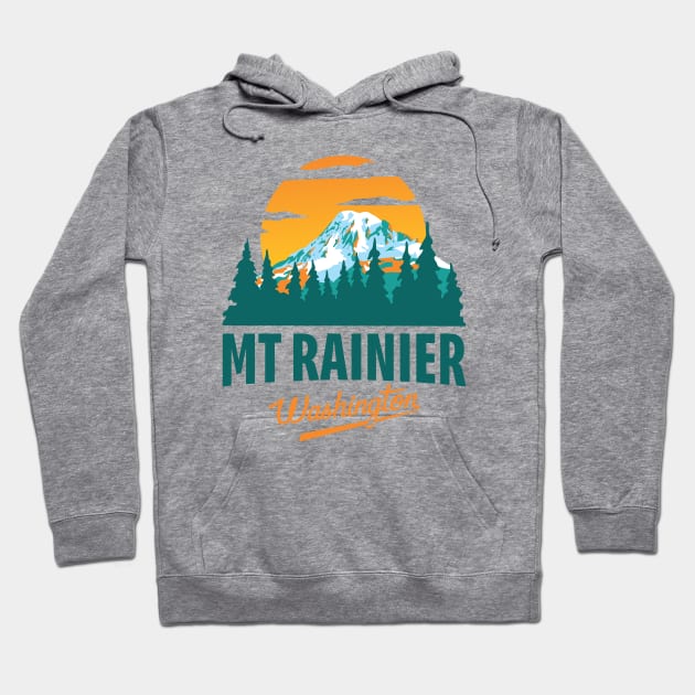 Washington Mt Rainier National Park Retro Design Hoodie by Terrybogard97